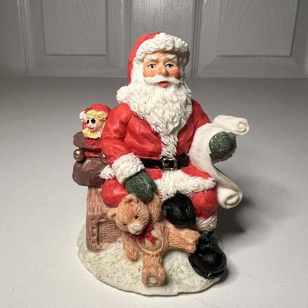 Vintage Santa Claus With Toys Teddy Bear Toy Sack Figurine Christmas Decor‎